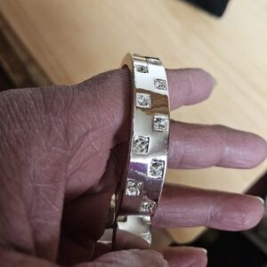 Silver-tone Crystal Hinged Bracelet